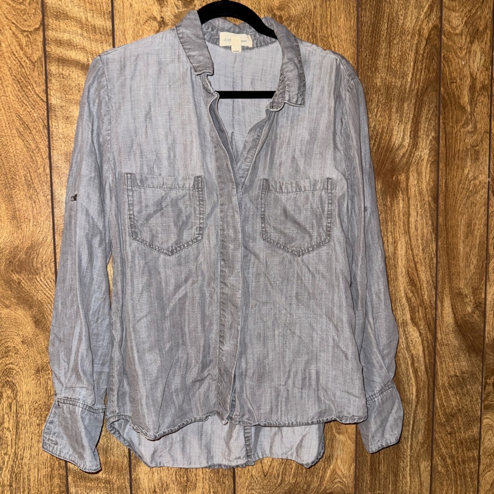 Cloth & Stone Womens Grey 100% Tencel Button Down Split Back Shirt Size M C2631